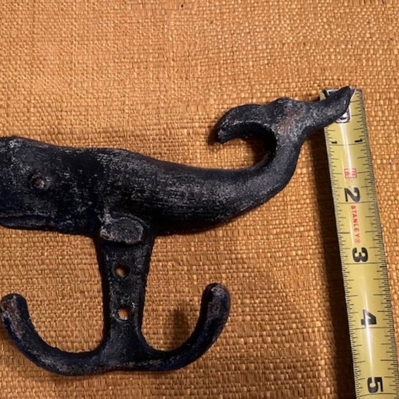 Vintage Blue Cast Iron Nautical Anchor & Whale Hooks - Set of 3 - Picture 4 of 6
